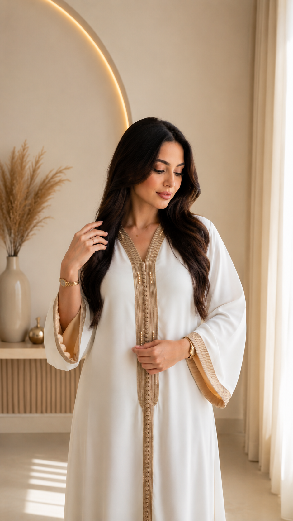Beige caftan detail